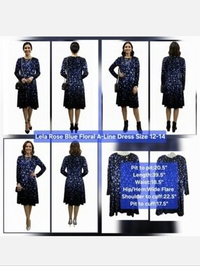 Lela Rose Floral A-Line Dress Size 12-14